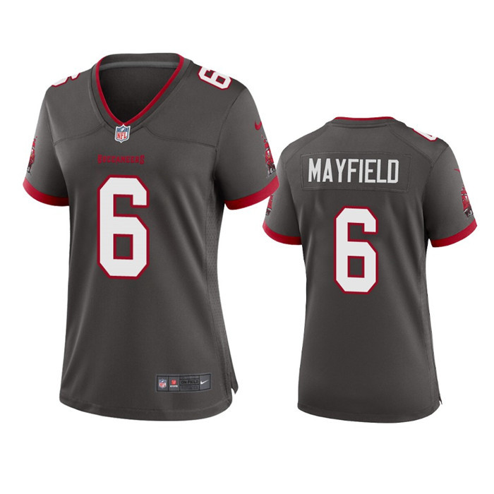 Women's Tampa Bay Buccanee #6 Baker Mayfield Gray Stitched Game Jersey(Run Small)